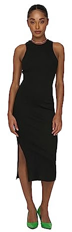 ONLY Abito Aderente a Coste Midi Dress Senza Maniche, Colore:Nero, Taglia:L