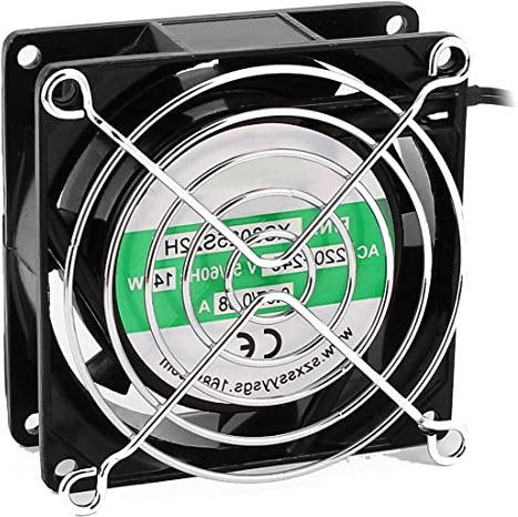 PATIKIL 80mmx80mmx25mm Raffreddamento Ventola, 7 Palette Computer Ventole con Metallo Dito Guardia e Polvere Schermo Rete, AC 220V-240V 0,07-0,08A