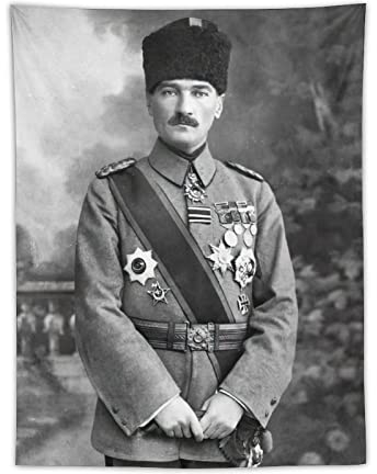 QINGRONG Mustafa Kemal Atatürk Poster Türkei Kunstdruck Polyester Gemälde Wandteppich Schlafzimmer Wohnkultur Geschenk Zimmer Ästhetisch 76,2 x 101,6 cm