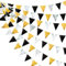 32Ft Schwarz Gold Silber Stoff Dreieck Banner Flagge Doppelseitig Metallic Holographische Wimpel Girlande für Geburtstag Urlaub Hochzeit Babyparty Jubiläum Abschluss Thema Party Dekorationen
