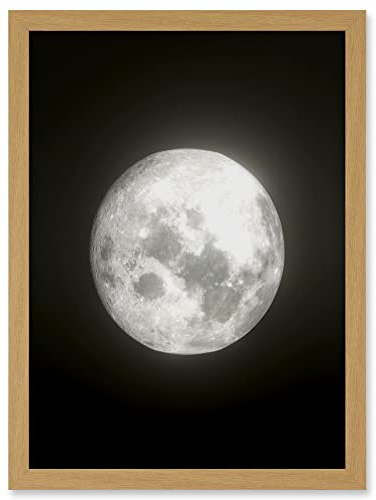 Artery8 Lunar Phases Full Moon Space Astronomy Artwork Framed Wall Art Print A4