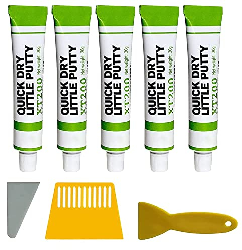 Gogolonge Fiberglass Boat Repair Paste,Quick Dry Little Putty Putty,Car Scratch Removal Touch Up Fix Tools,InstaFix Fiberglass Gelcoat Repair Kit for Any Surface Scratches,Cracks (White,5pcs)