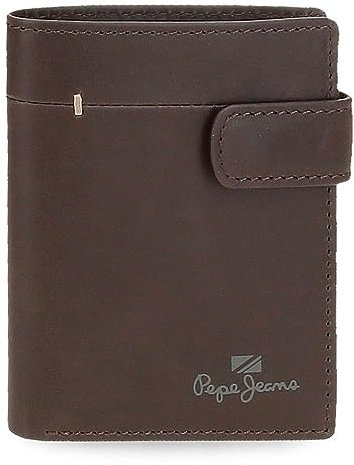 Pepe Jeans Staple Portafoglio Verticale con Chiusura a Clic Marrone 8,5x10,5x1 cm Pelle, marrone, Taglia unica, Portafoglio verticale con chiusura a clic