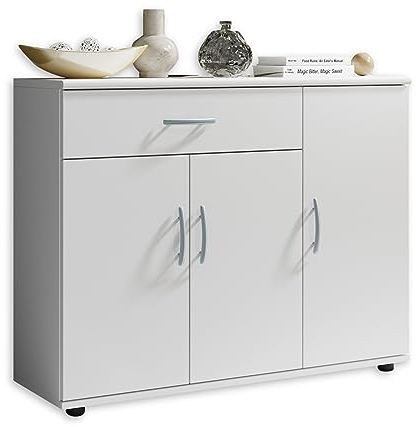 Stella Trading Lilly Aparador en Blanco – Cómoda Moderna con cajón y Mucho Espacio de Almacenamiento para salón, Comedor y Pasillo, Madera de ingeniería, Kommode 3