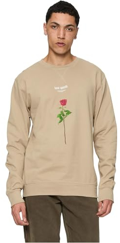 Mister Tee Herren Sweatshirt Lost Youth Rose Crewneck darksand S