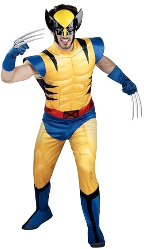 Marvel Wolverine Erwachsenenkostüm – gepolsterter Overall, abnehmbare Krallen, Kunststoffmaske, Halloween-Outfit – offiziell lizenziert