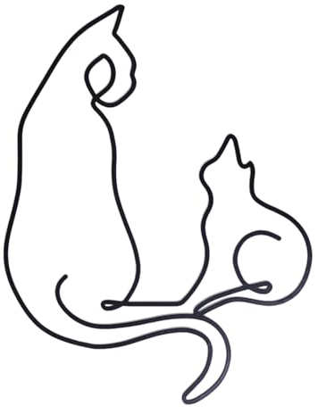TYLCC Metall Wandkunst Dekor Minimalistische Abstrakte Katze Wanddekoration Metall Katze Wandkunst Linienzeichnung Wandkunst Dekor Metall Wanddekoration für Wohnzimmer Schlafzimmer Wand (von Angesicht