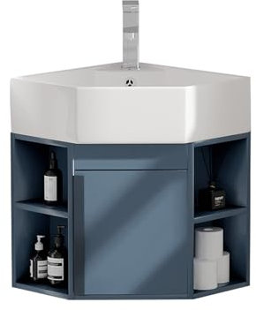 Éviers D'angle De Salle De Bain, Évier Sur Pied D'angle, Armoire De Salle De Bain Avec Robinet Et Drain, Ensemble D'armoire Murale Pour Petit Espace, Pour Armoire Flottante Murale Pour Petit Espace (