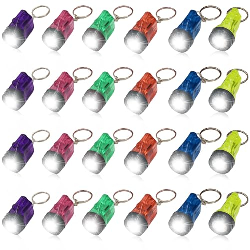 Molbory 24 Stück Mini Taschenlampe Schlüsselanhänger, LED Mini Taschenlampe Kinder Handlampe Bunt Kindertaschenlampe Spielzeug für Kinder Mitgebsel Gastgeschenk, Camping, Outdoor, Wandern