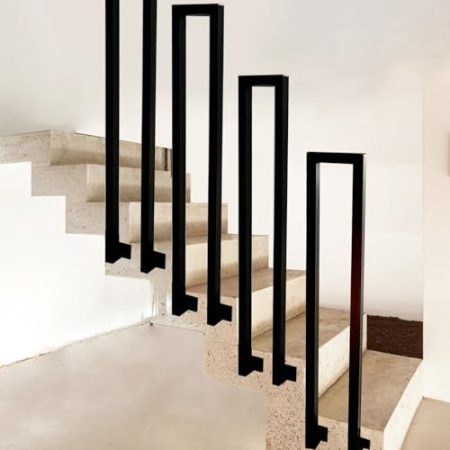 Main courante d'escalier en forme de U, nordique, moderne, carrée, antidérapante, convient pour l'intérieur et l'extérieur, les villas et les couloirs (85 cm, noir)