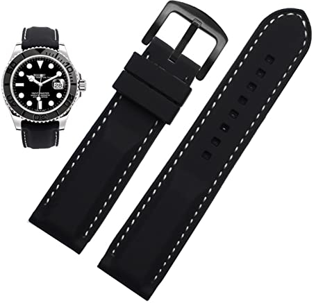 BANDKIT Herren Silikon Armband 20mm 22mm 24m Für MIDO citizen omega sport Gummi Ersatz Armband Rot blau orange weiß weiches armband, 22 mm, Kunststoff, Achat