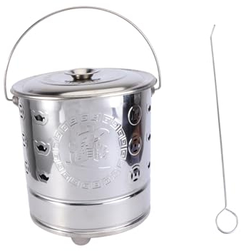 Toddmomy 2st Verbrennungsanlage Brennenden Pit Verbrenner Regenfaß Gartenabfall Verbrennen Edelstahl Brenner Barrel Feuerschale Ascheeimer Herd Brennendes Sutra-fass Rostfreier Stahl Metall