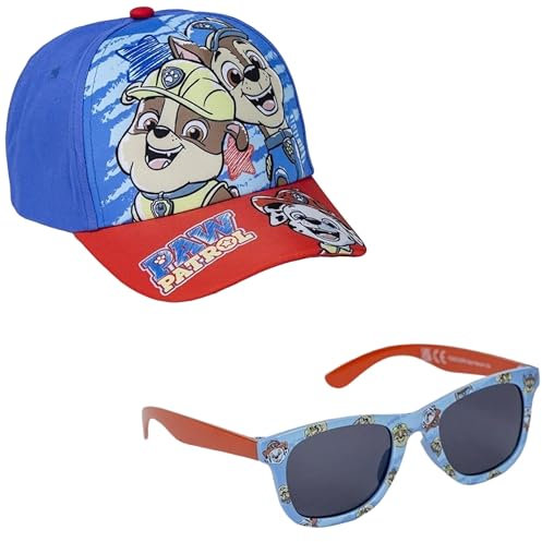 Set Gorra y Gafas de Sol de La Patrulla Canina - Color Azul y Marrón - Protección UV 400 y Filtro de Categoría 3 - Gorra Infantil con Velcro Ajustable - Producto Original Diseñado en España