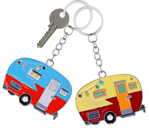 2 Pièces Camping Car Pendentif Porte-clés, Porte-Clés Original, Porte Clef Voiture,Nouveau Couple Porte-clés, Porte-clés En Métal, Porte Clef pour Homme ou Femme, Pour Porte-clés Personnalisé