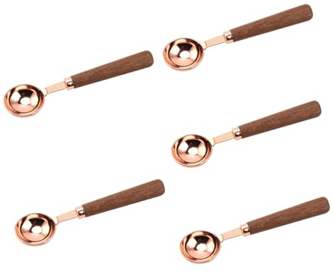 Cabilock 5 Piezas cuchara dosificadora de acero inoxidable cucharillas cucharón de café cuchara de té multifunción pala pequeña portátil mango largo taza medidora colocar mango plano nuez