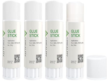 Creality 3D Printer Glue Sticks PVP Solid Glue Sticks for 3D Printer Hot Bed, Enhanced Adhesion Reduces Warping for Filament, 3D Printer Glue Sticks for PLA/ABS/PETG/PC/PA/TPU, 4 Pack