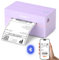 MUNBYN DHL Etikettendrucker Bluetooth, Label Printer 4x6 Versandetiketten Drucker, Thermodrucker Labeldrucker für Shopify Zalando Ebay Etsy Amazon DPD UPS, mit 25 Etiketten, ITPP130B Lila