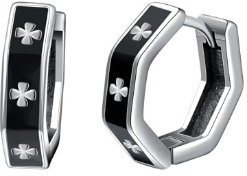 Yumilok klassisch Schwarz Kroxin Kreuz Creolen Ohrringe Herren Damen Ohrringe Edelstahl Huggie Knorpel Piercing Hoops