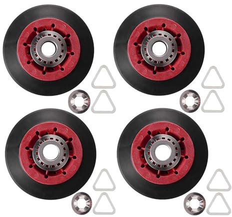 TUITA Rullo del Tamburo Dell'asciugatrice 4 Pezzi 8536974. Compatibile con Whirlpool. 8536974, 8536973, W10314171, WPW10314173, PS11752609