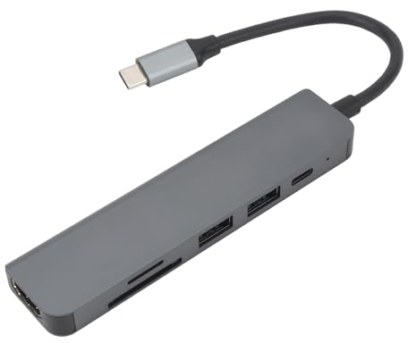USB-C-Dockingstation, 6-in-1-Dock mit HDMI, 2 USB-3.0-Anschlüsse, 1 USB-C-Hub, SD/TF-Kartenleser, 6-in-1-USB-C-Hub, Kompatibel mit Smartphone, Laptop, Tablets