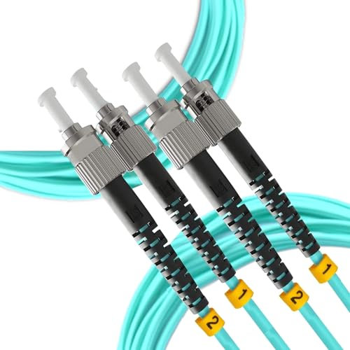 digitX Câble fibre optique, Multimode Duplex OM3, 50/125 Patch Cord couleur aqua (ST/ST, 5M)