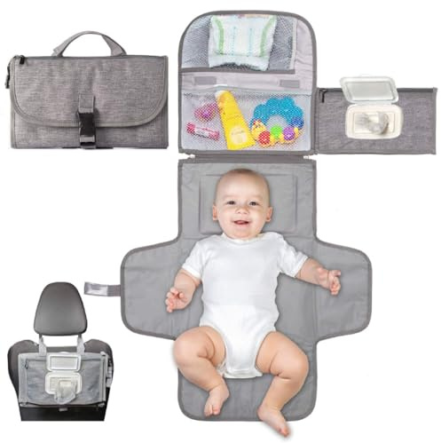 DZOZO Portable Nappy Changing Pad Diaper Changing Pad Nappy Travel Changing Mat with Storage Pockets Baby Changing Pad Baby Changing Mat Station with Built-in Pillow
