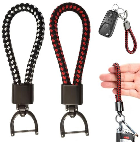 KOQAIIZ Porte-Clés en Cuir, Accessoires de Moto, Porte-Clés en Cuir Tressé Porte-clés de Voiture en Cuir, Clés Cadeau pour les Hommes Femmes