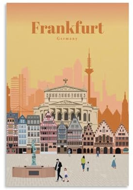 Vintage Travel Frankfurt Germany Poster, 20 x 30 cm