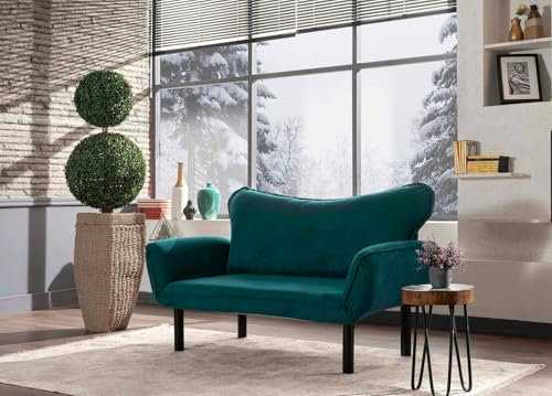Dmora - 2-Sitzer SchlafsofaAquilonis, Verwandelbares Sofa, Lineare Stoffstruktur, Schlafsessel mit Stauraum, 140x65 h70 cm, Hellblau