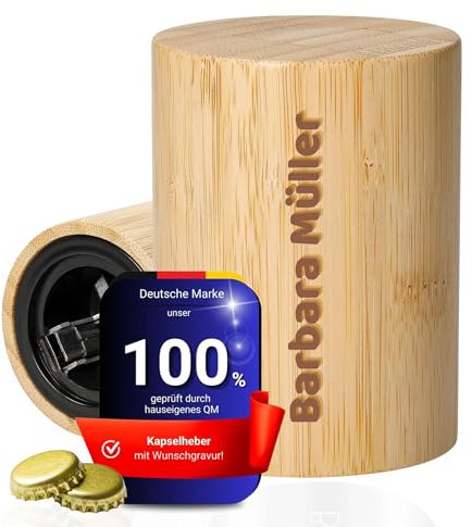 Personalisierter Flaschenöffner Push & Pull - Geschenkidee personalisiert zum Geburtstag - Kapselheber als Bar Zubehör mit Push & Pull Funktion für Kronkorken-Flaschen, Farbe:natur