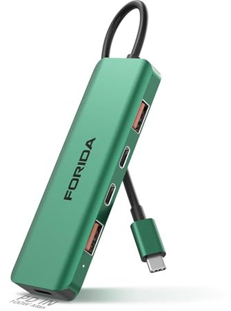 FORIDA USB C Hub, 10 Gbps USB C Splitter für Laptop, 2 Type C 3.1 und 2 USB A 3.2 Datenanschlüsse, 100 W Power Charging, für MacBook Air/Pro, Surface Pro, XPS, PC, iPhone 15 (Green)
