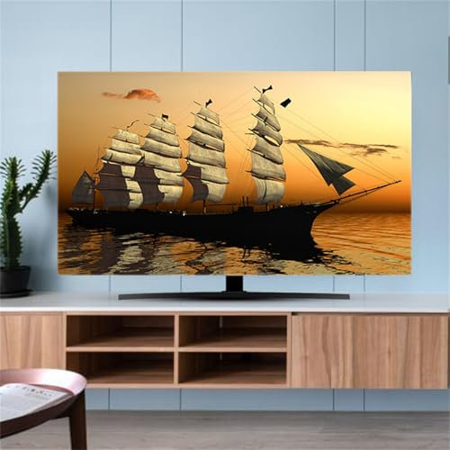 Hixingo TV Abdeckung Staubschutzhülle, 3D Sonnenaufgang Muster TV Staubschutzhülle 32-80inch TV Abdeckung Schutzhülle Fernseher Fernsehabdeckung TV Schutzhülle (40-43inch,Sonnenuntergang)