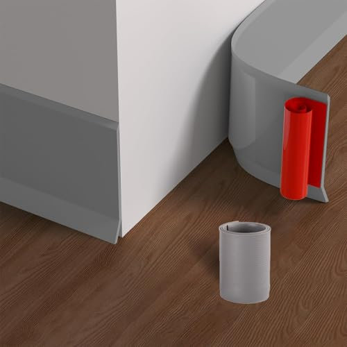 Plinthe souple autocollante en PVC pour cuisine et salle de bain, plinthes flexibles, finition autocollante, largeur 10 cm, gris, 5 m