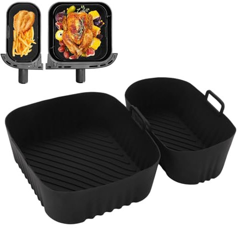 2 Stück Heißluftfritteuse Zubehör für Philips Dual Basket Airfryer 3000 NA350, 1 * 6L und 1 * 3L Silikon Einsätze Silikonform für Heißluftfritteuse Air Fryer, Airfryer Zubehör Silikonform, Schwarz