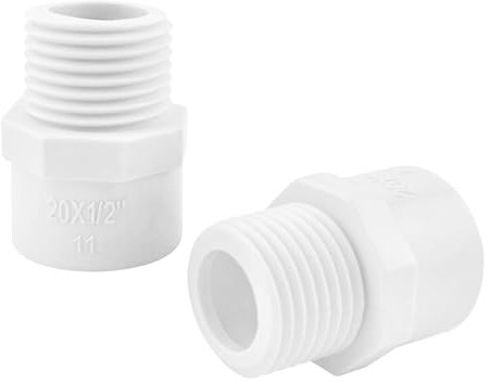 Ctyjia 2 Pièces Raccords de Tuyau en PVC, 20 mm x 1/2 Filetage Extérieur Connecteurs de Tuyaux, Adaptateur Raccord Flexible, Connecteur pour Tuyaux