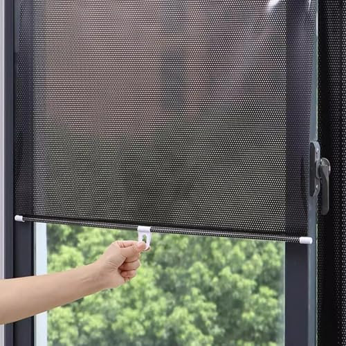 2 Pièces Store de Fenêtre Occultant A Ventouse,Store Enrouleur Occultant pour Fenêtre,PVC Store Enrouleur Occultant Noir, Rideau Petite Fenetre, pour Salon, Chambre, Bureau