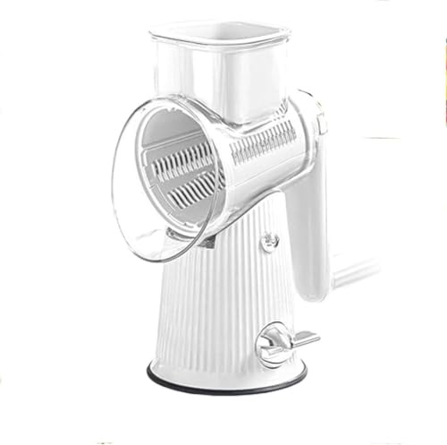 Grater, Cheese Grater,Cheese Hand Crank with Handle, Hand Crank Food Chopper, 5 in 1 Food Chopper, Vegetable Cutter Round Slicer Rotary for Kitchen (White,1PCS)