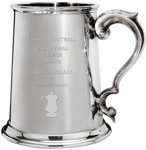 I LUV LTD 1 Pint Tankard for Crystal Palace English FA Cup Winner 2024-25, Pewter Beer Mug