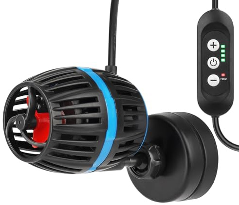 AQQA Aquarium Wave Maker Pump,Magnetic Aquarium Circulation Pump with Controller,4-Speed Adjustable Flow,Feeding Mode,DC 12V Quiet Fish Tank Wave Maker,12W Submersible PowerHead,for 230-455L