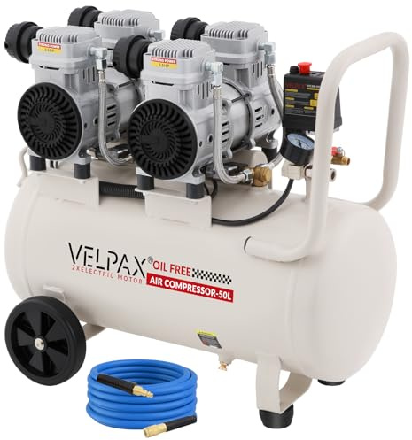 50L Air Compressor, 2600W/3.5HP Portable Air Compressor, 420L/Min@7Bar, Low Noise, Oil Free with 2 Pressure Gauges | Compact & Portable for Tyre Inflation, Paint Spraying, Nail Guns & Air Tools
