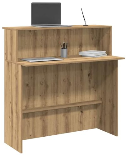 Empfangstheke Artisan-Eiche, 100x50x103,5 cm, Holzwerkstoff, vielseitiger Büro-Desk für Arbeitszimmer, Home-Office oder Studio