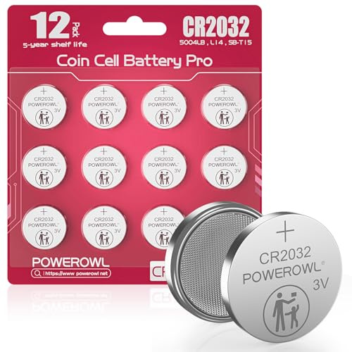 POWEROWL CR2032 Lithium Batterien 3V, Hohe Qualität und Lange Haltbarkeit - 12 Stück