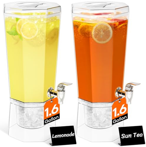 Lifewit 6L Distributeur de Boisson avec Robinet, Jarre Cocktail en Plastique, Fontaine Cocktail Glacées avec Support pour Jus, Limonade, Soda et Thé, Lot de 2 (en 1 Paquet)