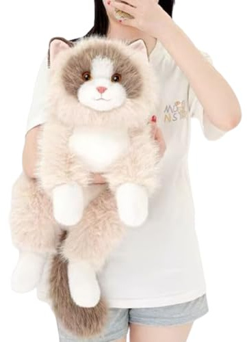 Xiyocadt RagdollKatze Kuscheltier,Plüschkatze Lebensecht Plüschtier Katze Spielzeug Kinder,Liegend Katzen Plüschtier,Kätzchen Stofftier, Gewichtetes Kuscheltier Plüschig Flauschig Und Weich (45cm,A)