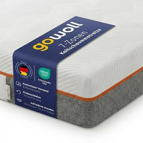 gowoll Kaltschaummatratze 7 Zonen Matratze 140 x 200 Sale matratze 90 x 200 180 x 200 160 x 200 22 cm hoch (GRATIS Bettdecke, 3 Tage DHL-Versand), Air Memory Schaum, Anti Rutsch (90x200)
