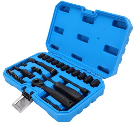Yctze 2 in 1 Pass Through Ratchet Socket Set, 72-Tooth Ratchet Set, 11 Arc Sockets 4.5-13mm with Portable Organizer Box/Cover, Ideal for Automotive & Maintenance