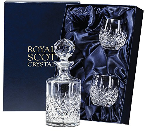 Royal Scot Crystal Edinburgh Connoisseur Carafe à whisky en cristal avec verre tonneau