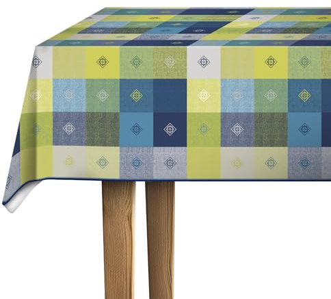 d-c-fix Wachstuchtischdecke Victor blau 1,10 m x 1,40 m | Tischtuch im Vintage-Stil für den Küchen-, Ess- oder Gartentisch – lebensmittelecht, abwaschbar & wasserdicht