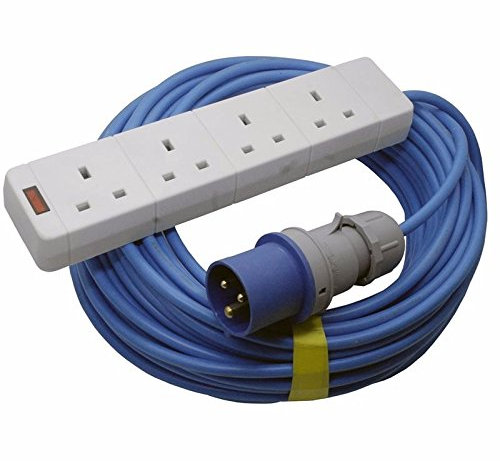 Zexum 6149 16 A Male 4 Gang Camping and Caravan Hook Up Cable, Blue, 20 m
