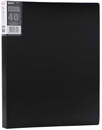 Eagle Porte Vues A4 avec 40 Pochettes Transparents A4 Poche Livret de Présentation pour Classer et Protéger les Documents (Noir)